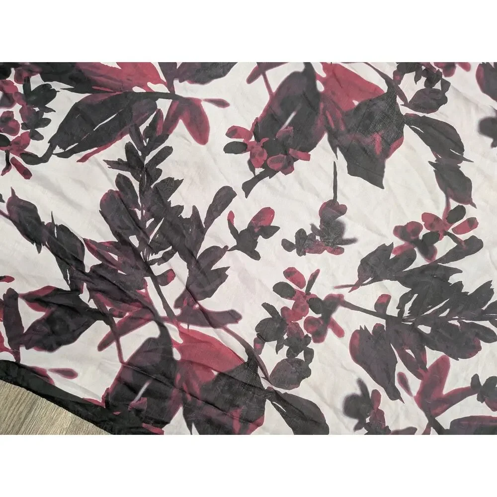 Calvin Klein Floral Chiffon Wrap Scarf Black Burgundy Festival Rodeo Hair Scarf